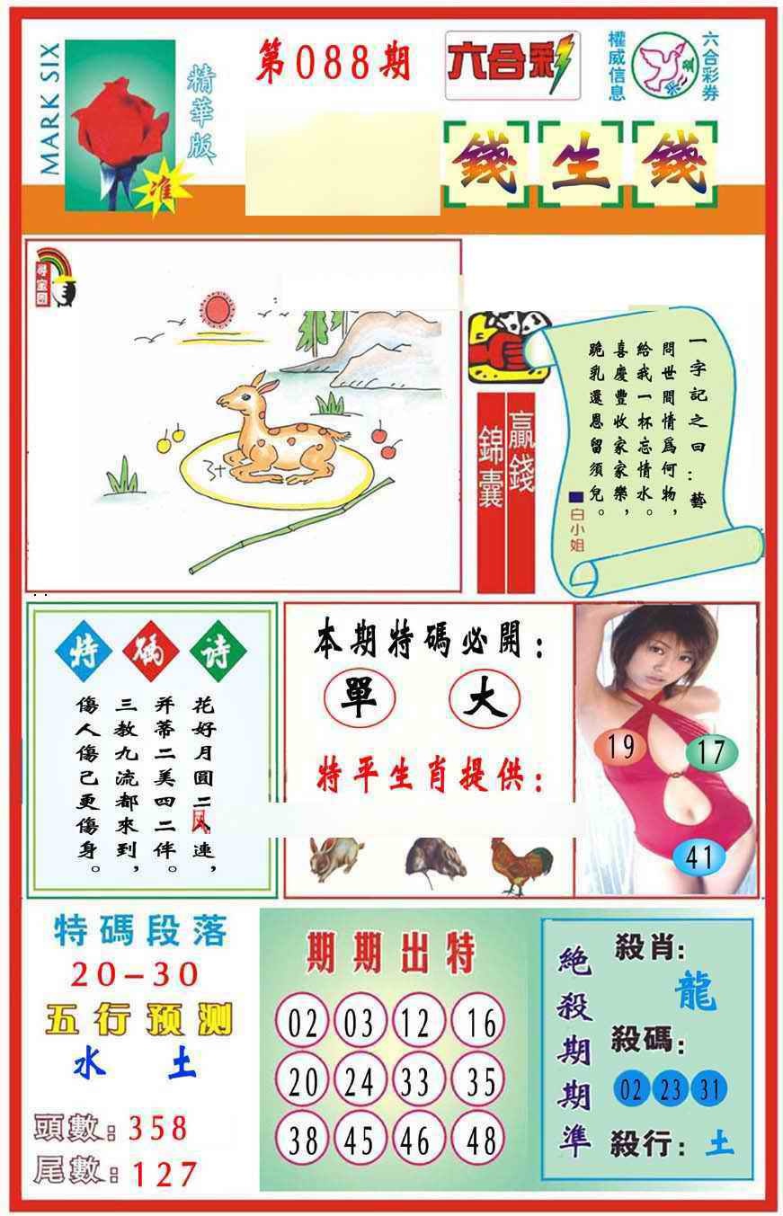 六合彩088期马经钱生钱(新图推荐)