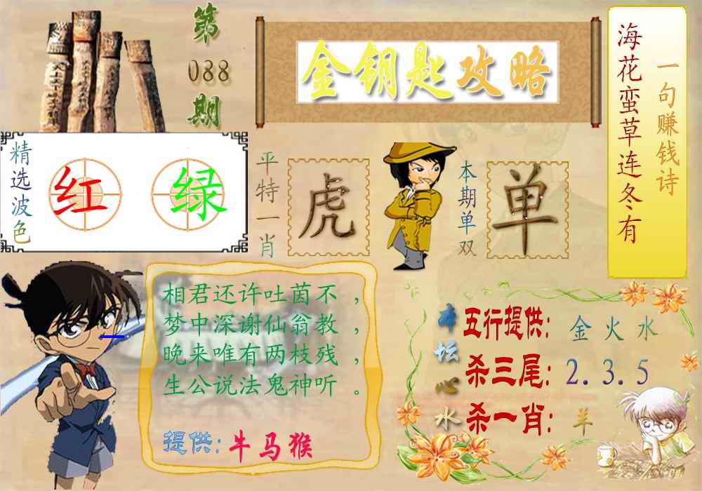 六合彩088期金钥匙攻略