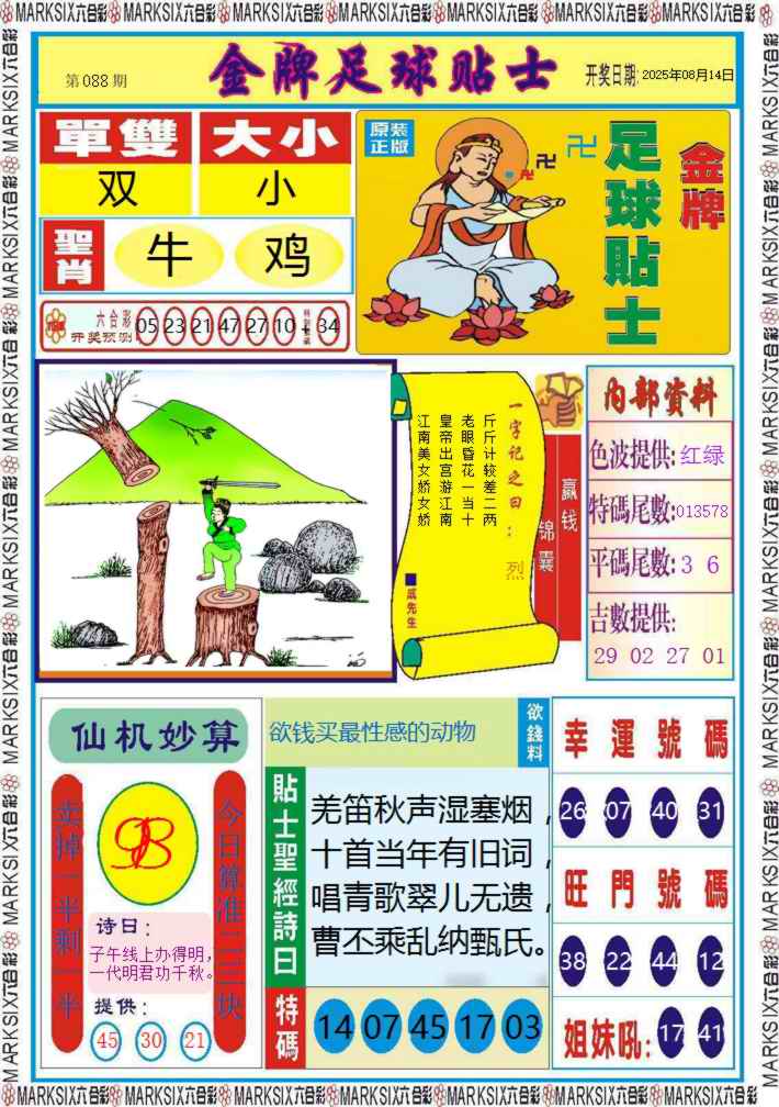 六合彩088期金牌足球贴士记录