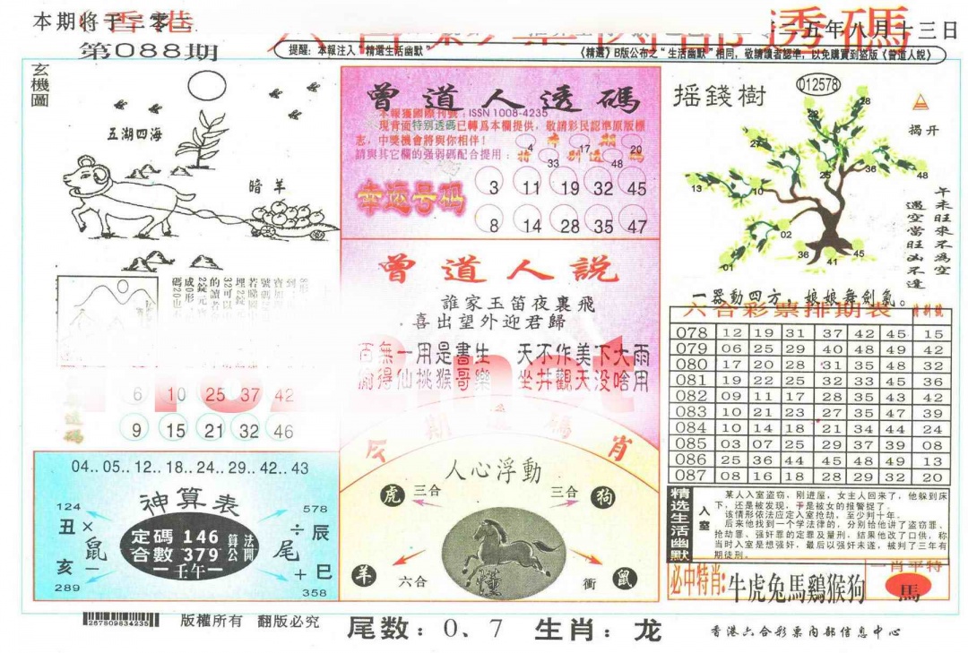 六合彩088期六合内部透码