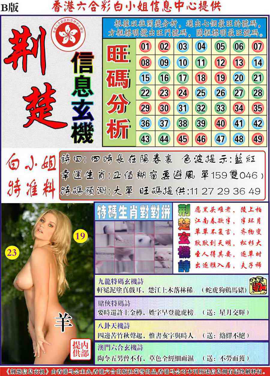 六合彩089期荆楚信息玄机B