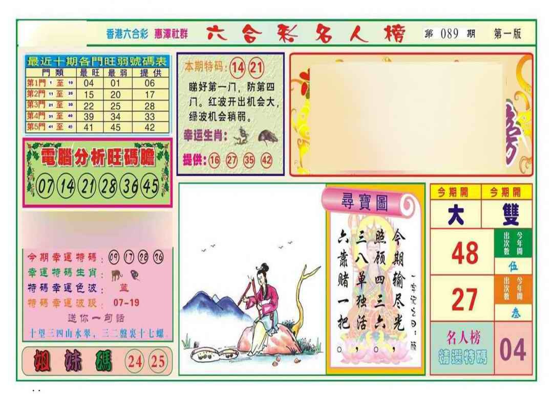 六合彩089期名人榜A(新图)