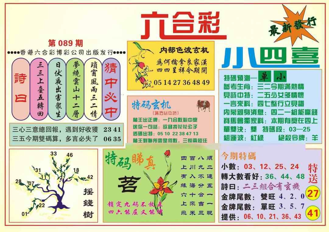 六合彩089期香港小四喜(新图)