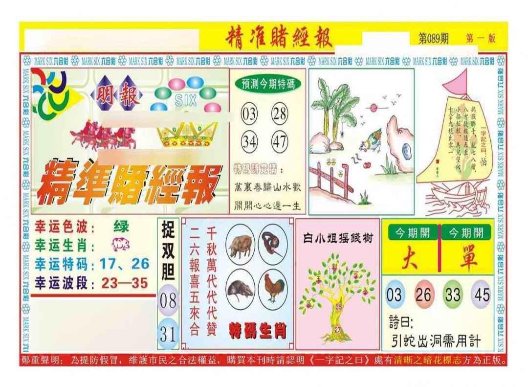 六合彩089期精准赌经报A（新图）
