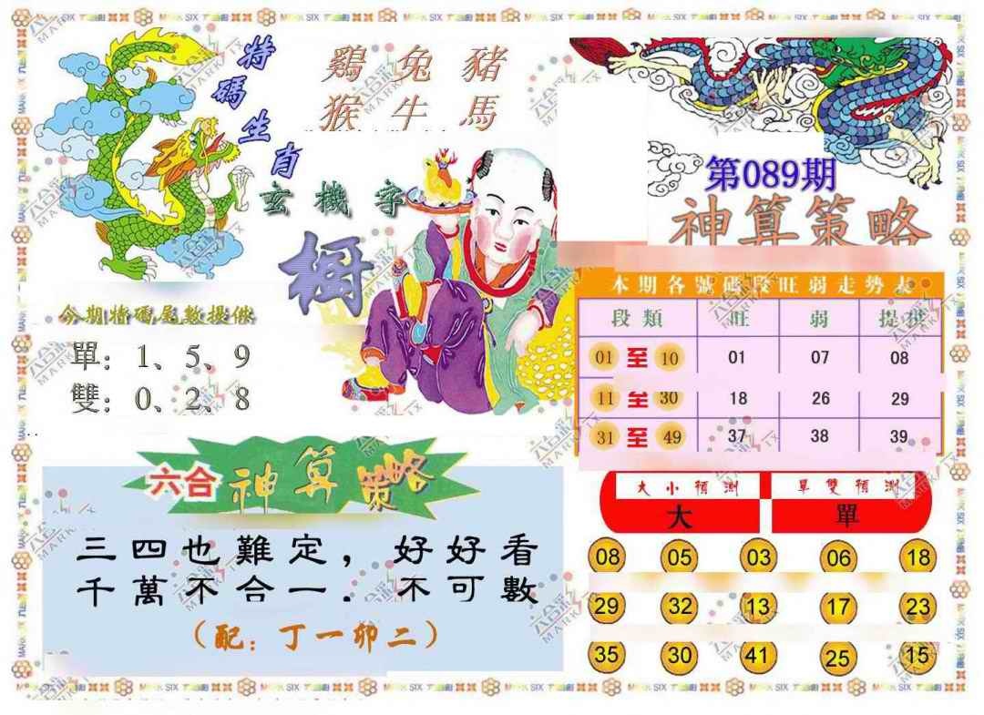 六合彩089期神算策略