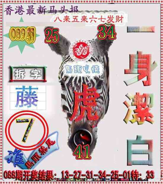 六合彩089期香港马头报