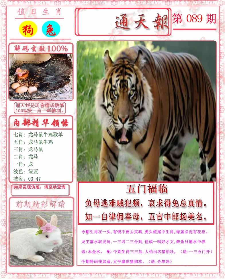 六合彩089期马经通天报