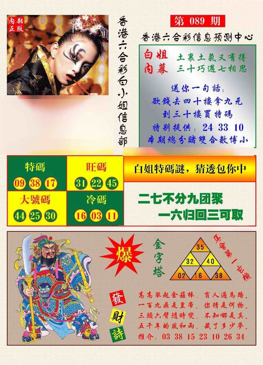 六合彩089期港彩内幕报