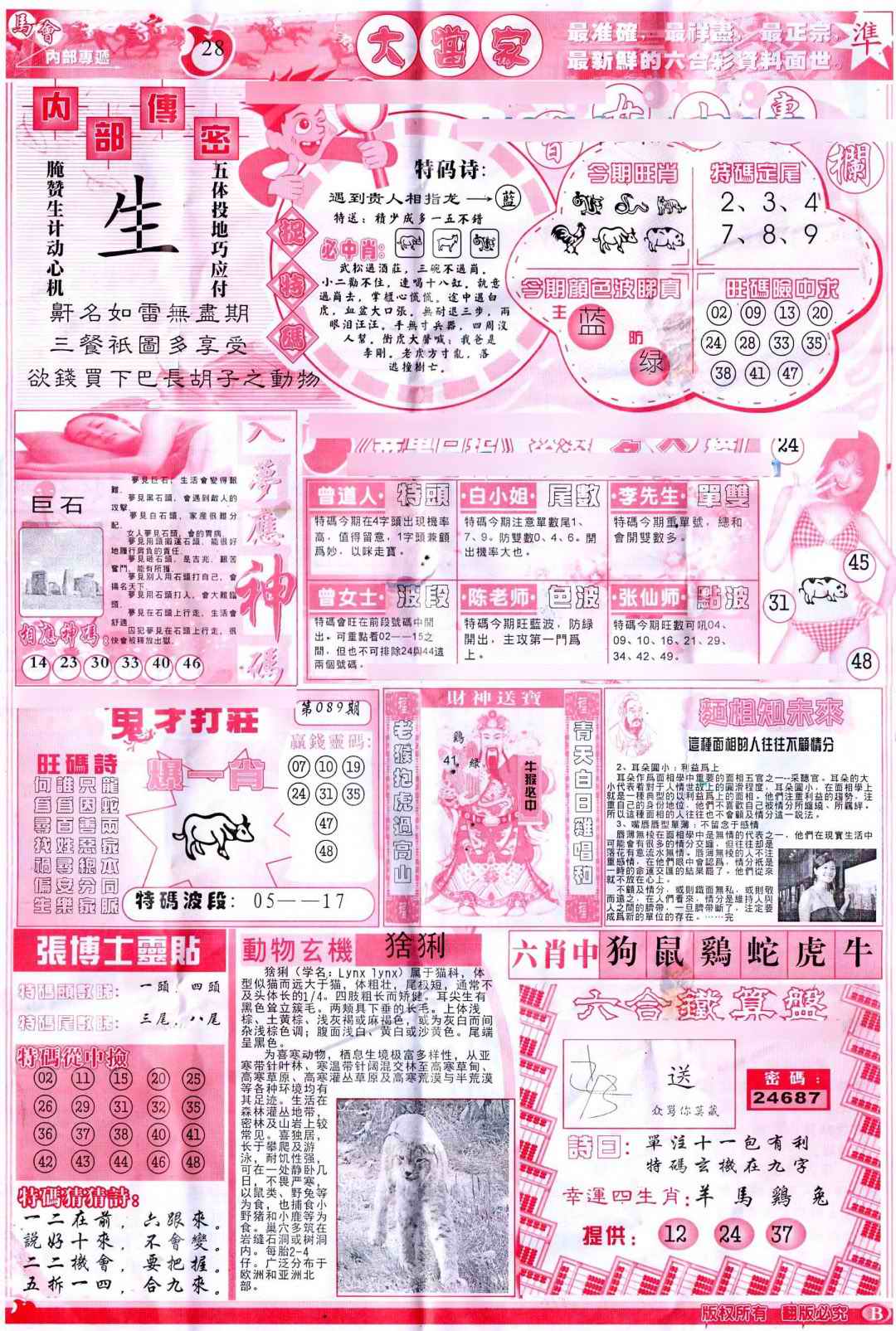 六合彩089期彩卷后庄B(保证香港版)