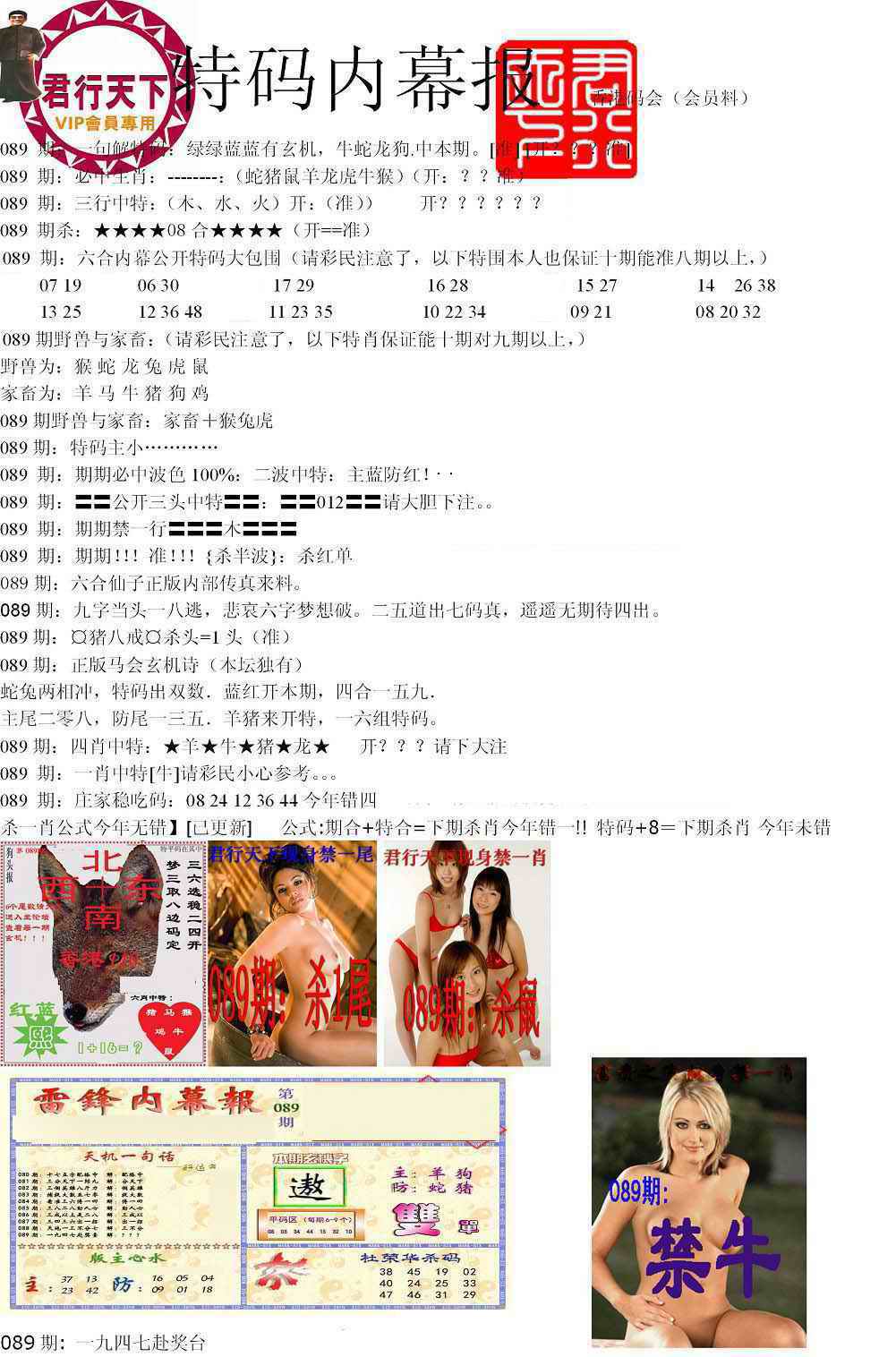 六合彩089期特码内幕报