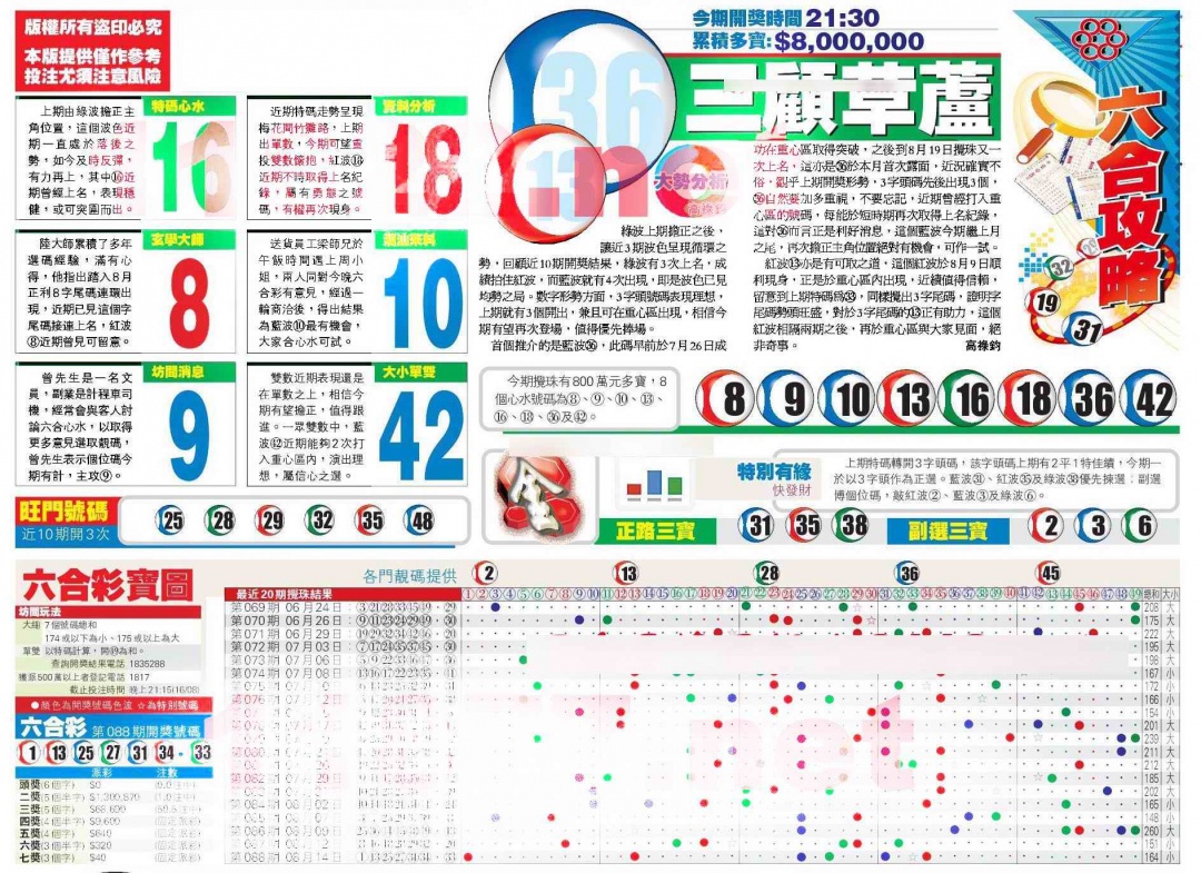 六合彩089期香港商报A