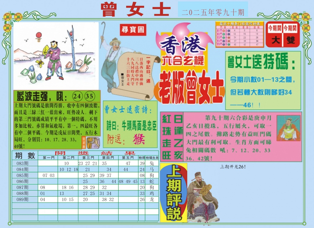 六合彩090期老版曾女士A