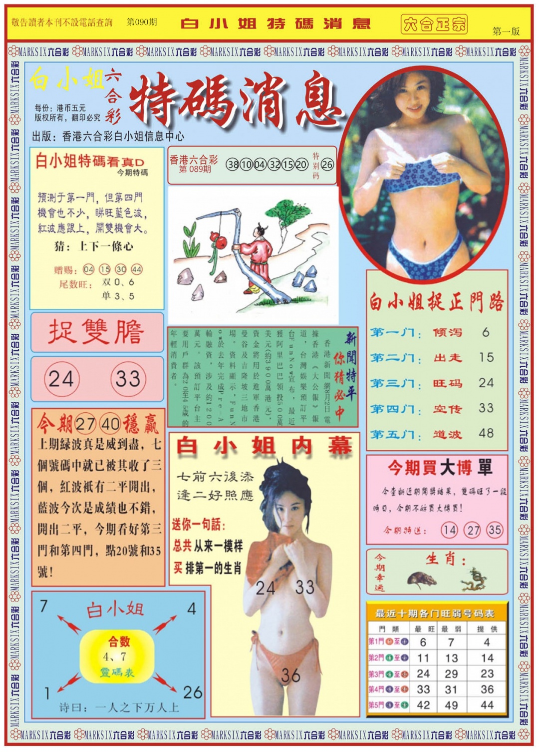 六合彩090期白小姐特码消息A