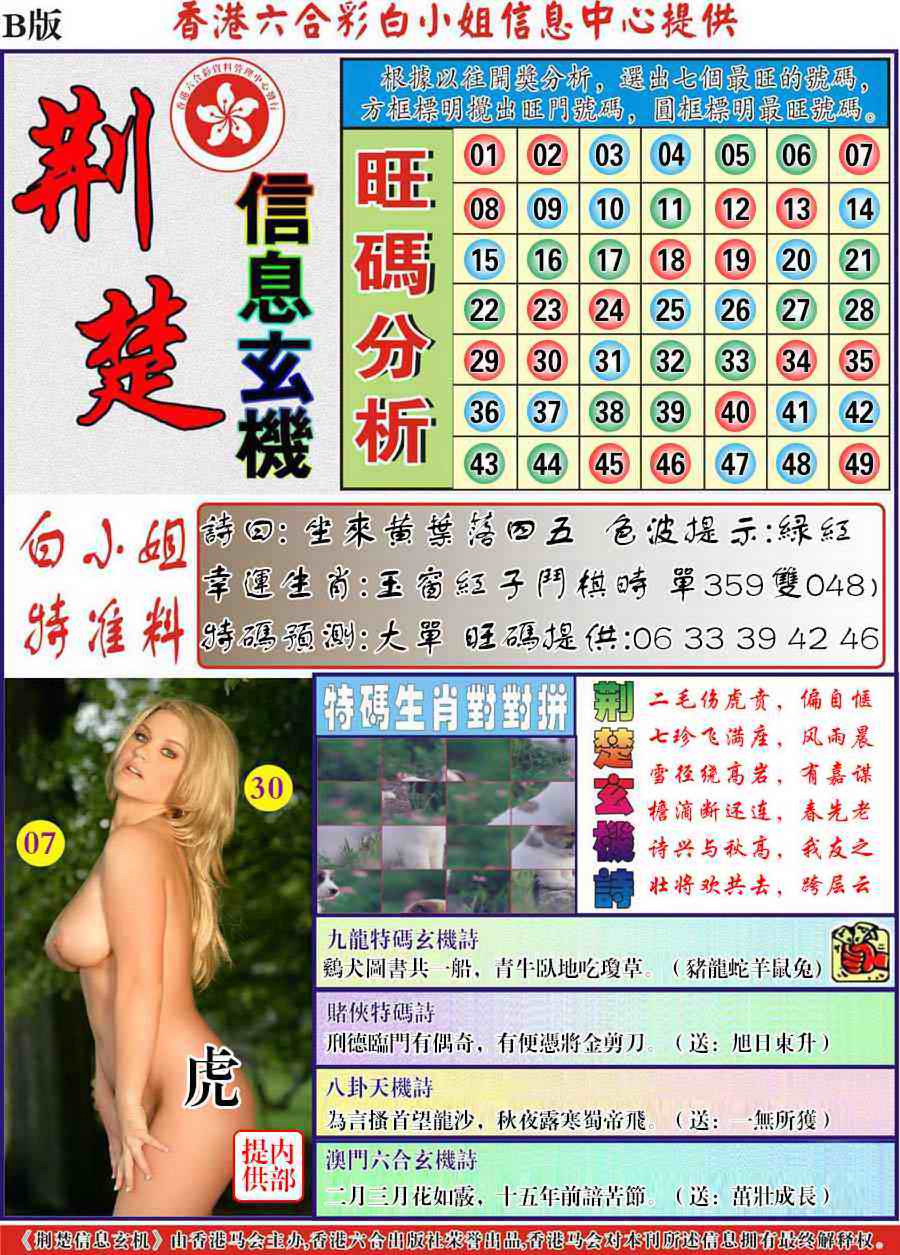 六合彩090期荆楚信息玄机B