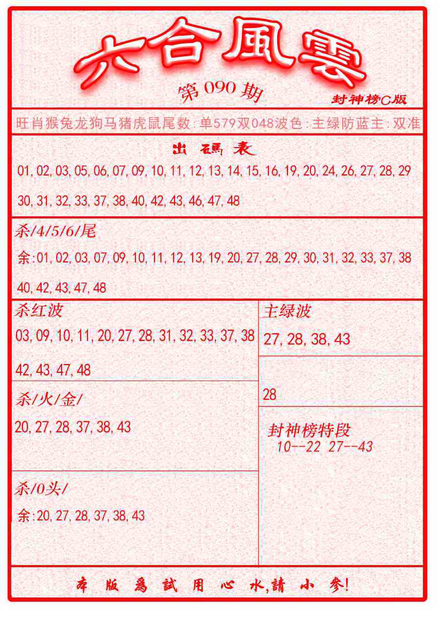 六合彩090期六合风云B面