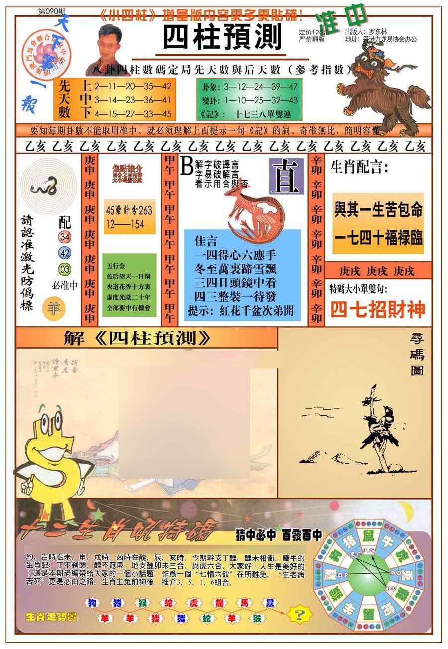 六合彩090期(新版)四柱预测A