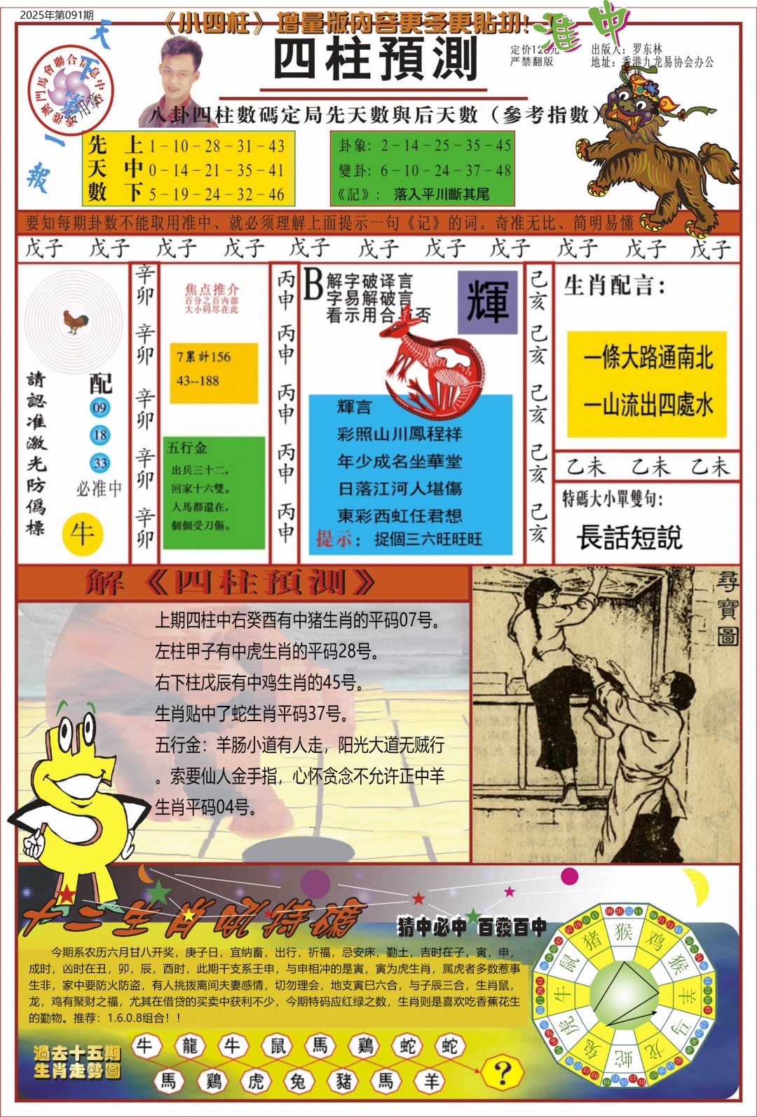 六合彩091期中四柱预测A
