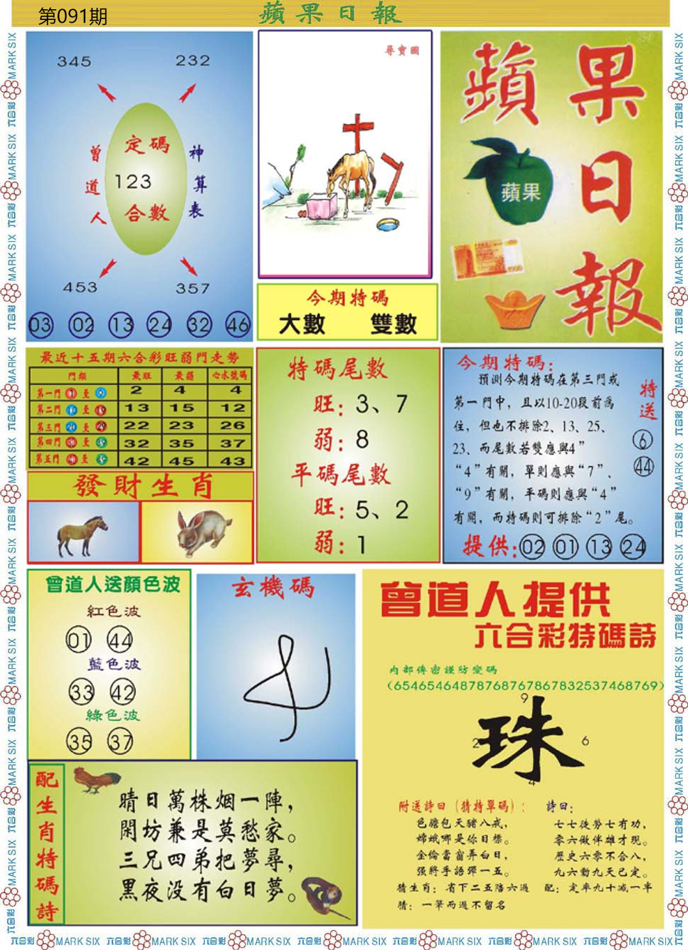 六合彩091期青苹果日报