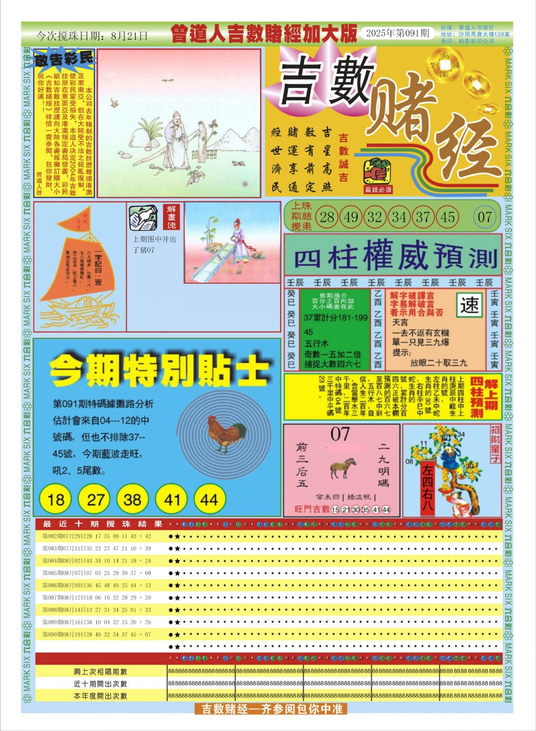六合彩091期曾道人吉数赌经A加大版