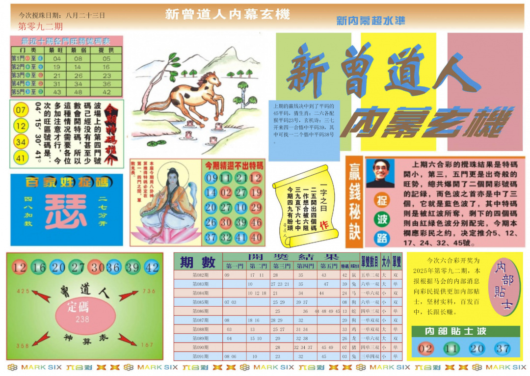 六合彩092期新曾道人内幕A