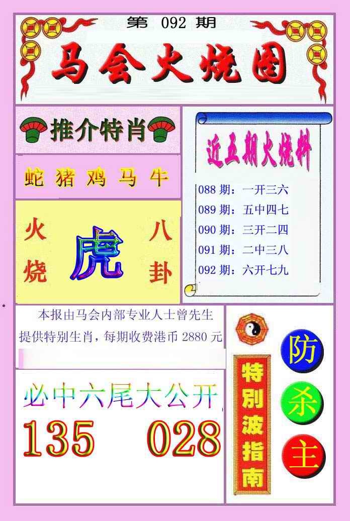 六合彩092期火烧图