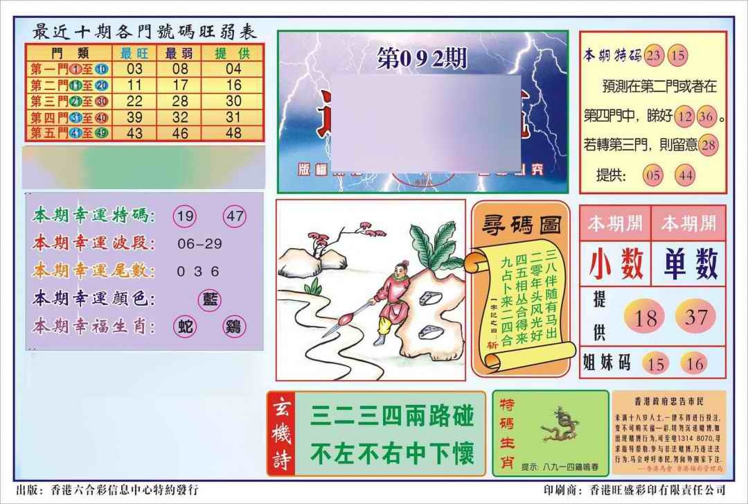 六合彩092期香港逢赌必羸(新图)