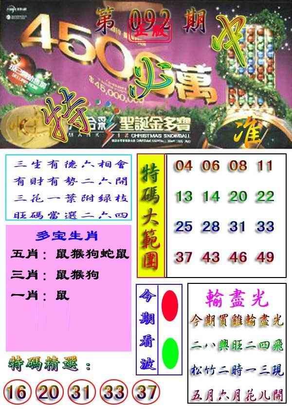 六合彩092期特
