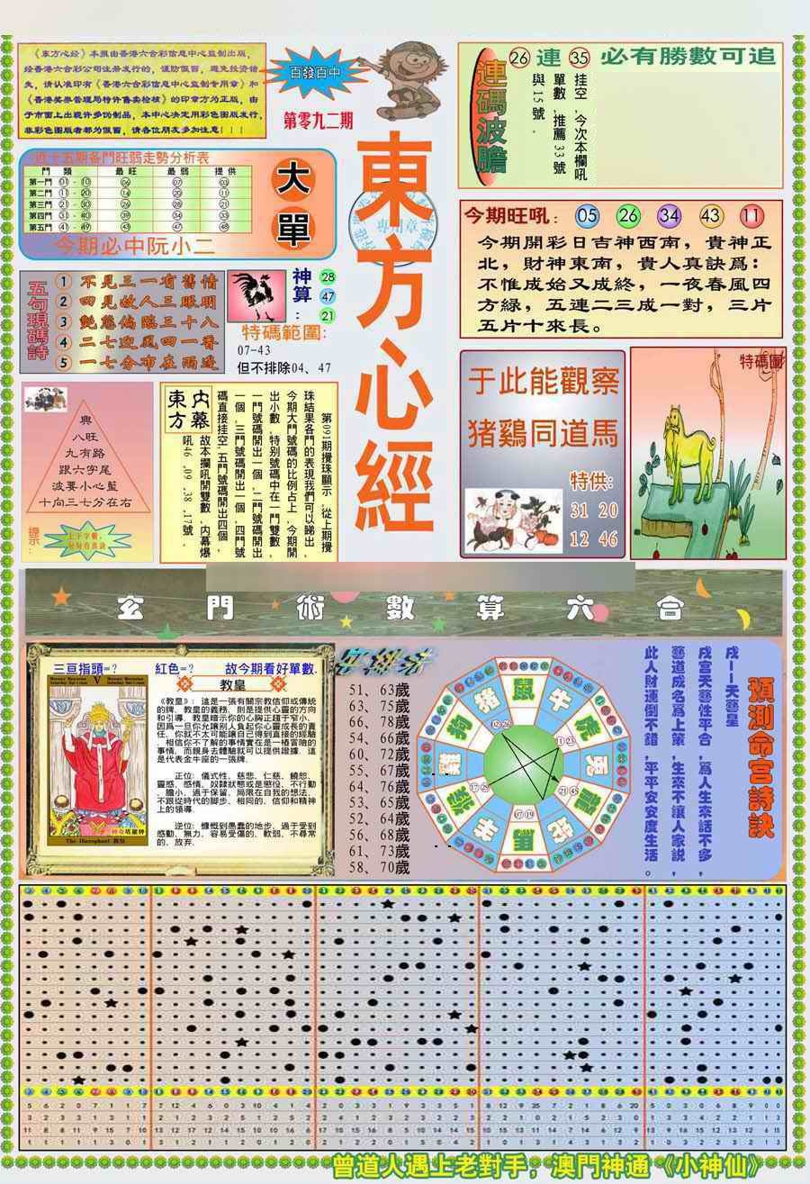六合彩092期(新版)东方心经A