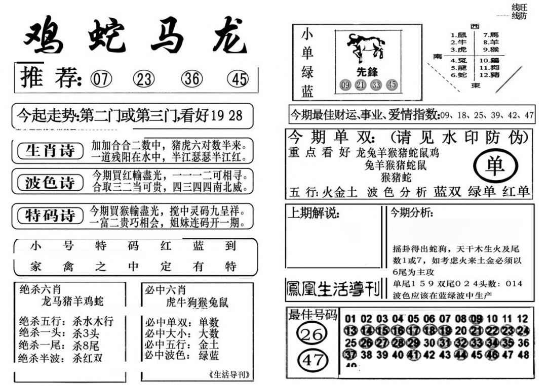 六合彩092期生活快报(新料)