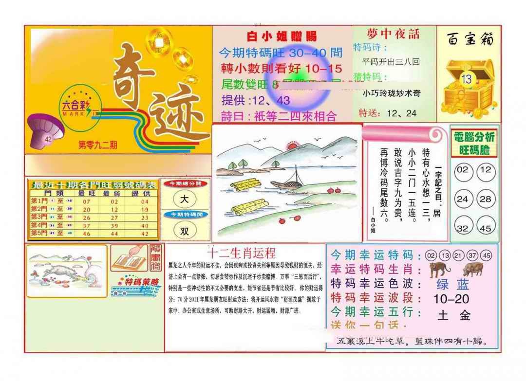六合彩092期马经奇迹A(新图推荐)