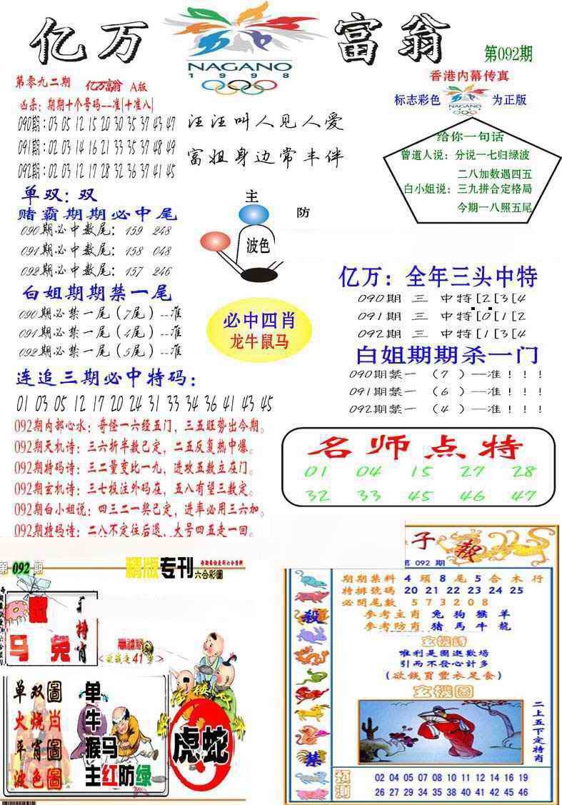 六合彩092期亿万富翁A