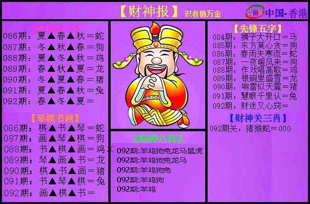 六合彩092期紫财神