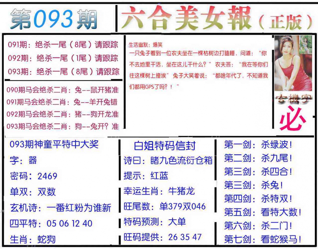 六合彩093期美女报
