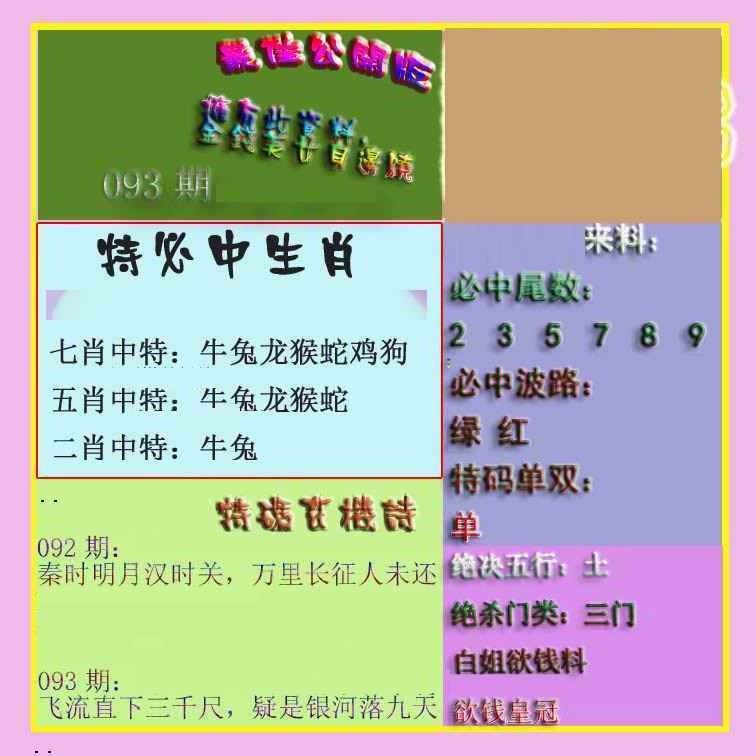 六合彩093期波肖门尾最佳公开版