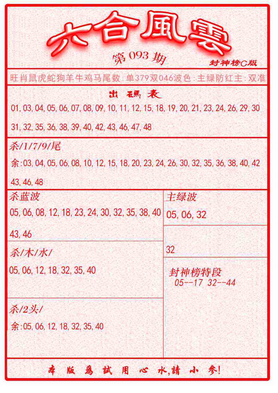 六合彩093期六合风云B面
