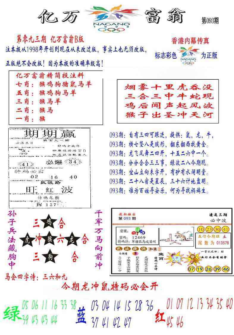 六合彩093期亿万富翁B