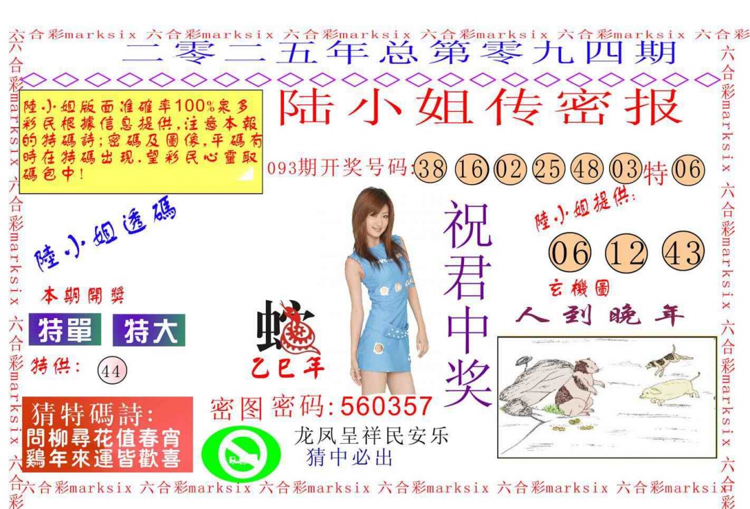 六合彩094期陆小姐传密A