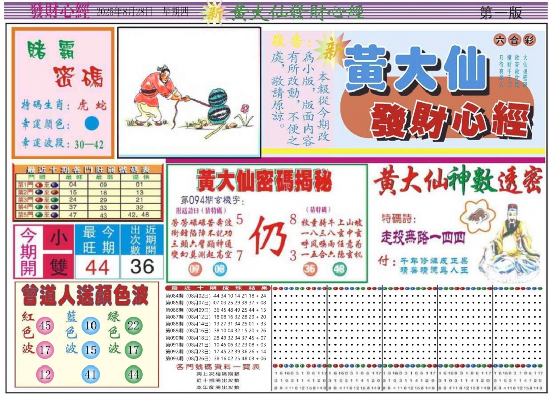 六合彩094期发财心经A
