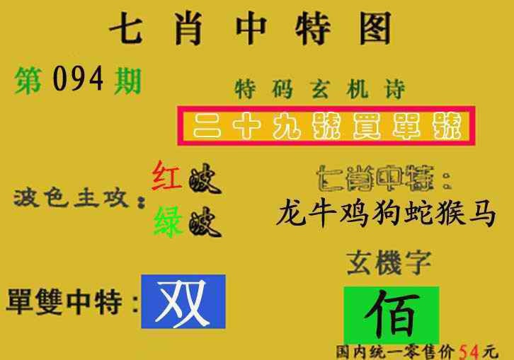 六合彩094期七肖中特(新图)