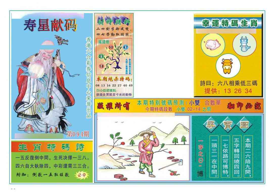 六合彩094期寿星献码