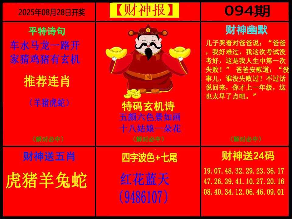 六合彩094期财神报