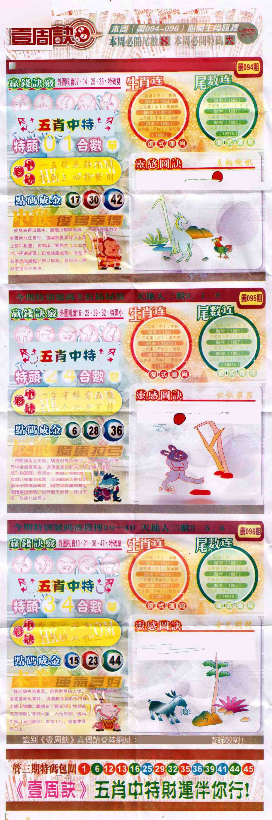 六合彩094期一周决
