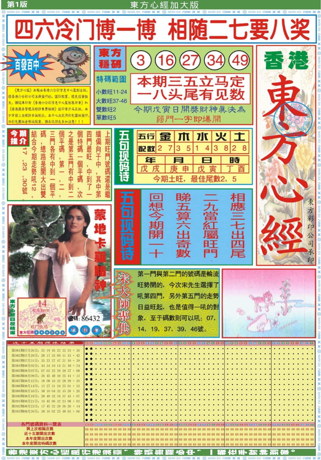 六合彩094期东方心经A加大版