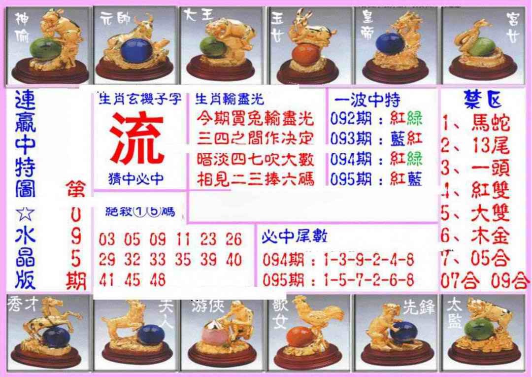 六合彩095期连赢中特图（水晶版）