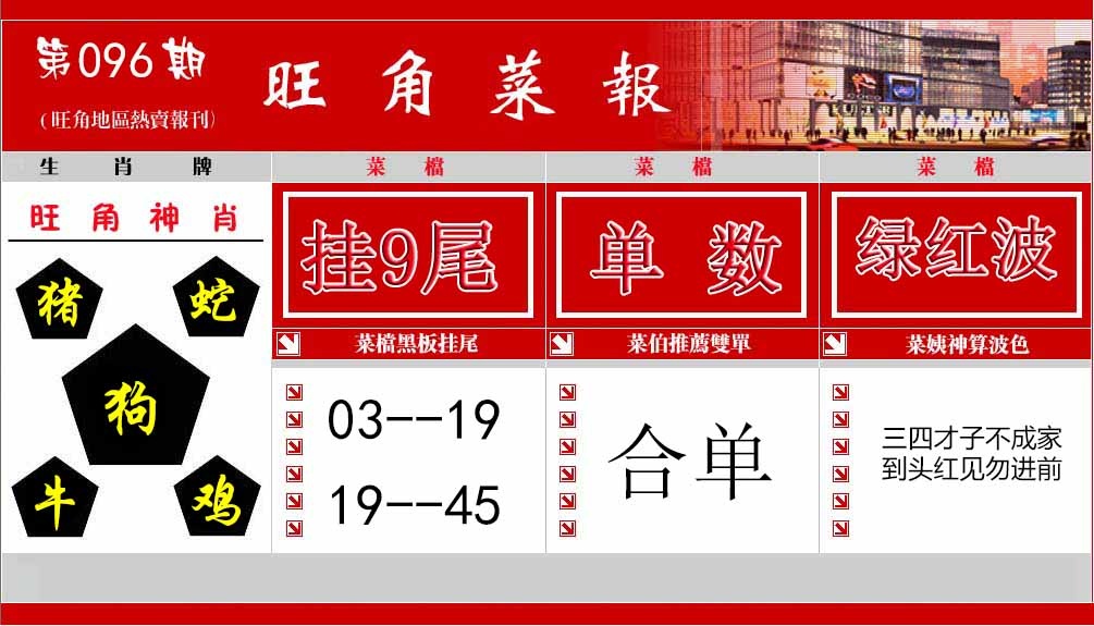 六合彩096期旺角菜报