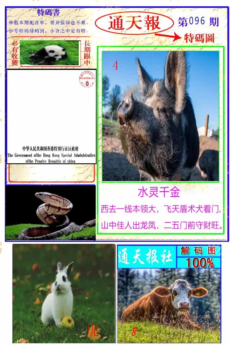 六合彩096期通天特解图