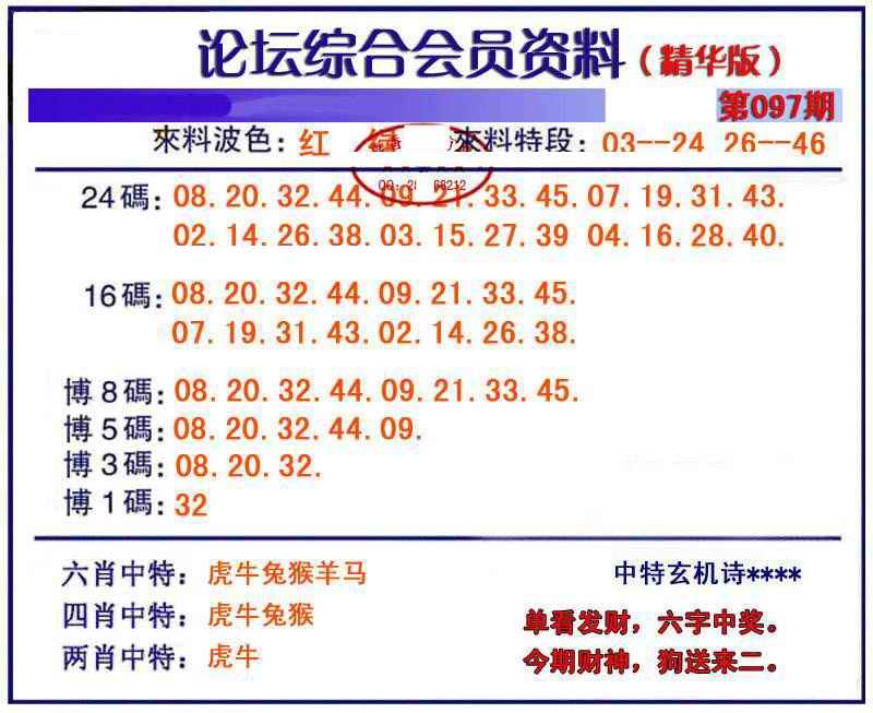 六合彩097期综合会员资料
