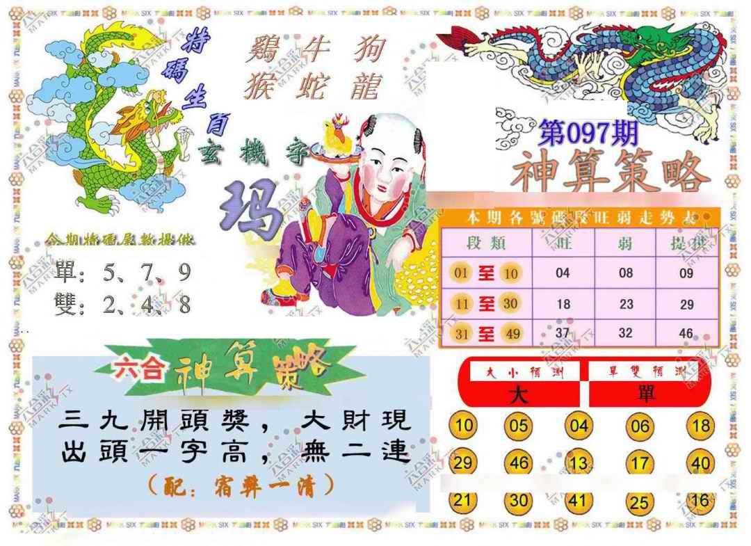 六合彩097期神算策略