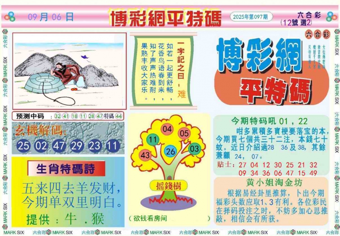 六合彩097期博彩网平特报记录