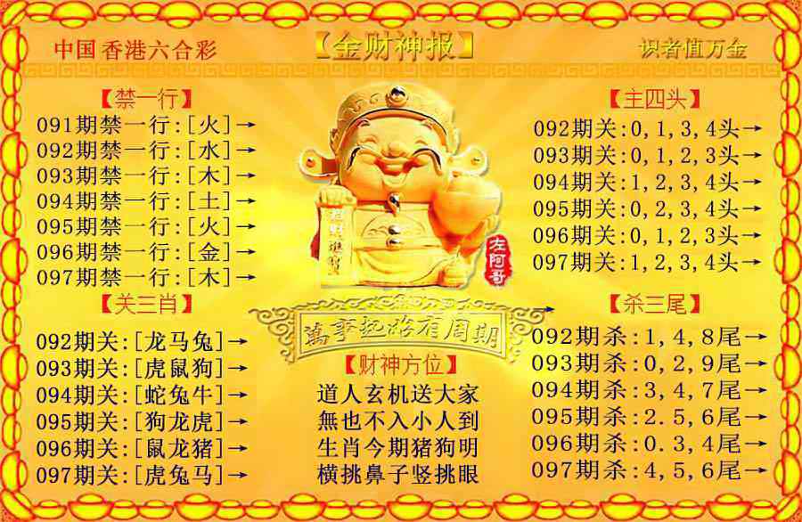 六合彩097期金财神